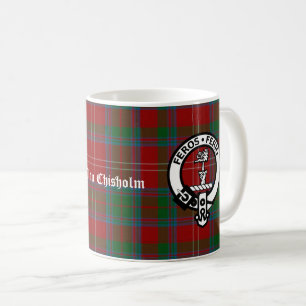 Clan Chisholm Tartan & Wappen Abzeichen Kaffeetasse