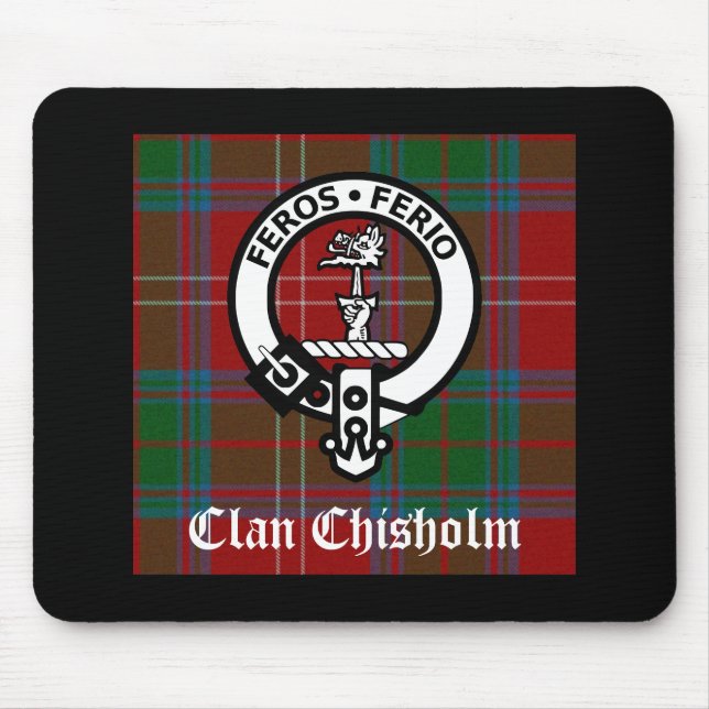 Clan Chisholm Tartan & Wappen Abzeichen Mousepad (Vorne)