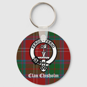 Clan Chisholm Tartan & Wappen Abzeichen Schlüsselanhänger