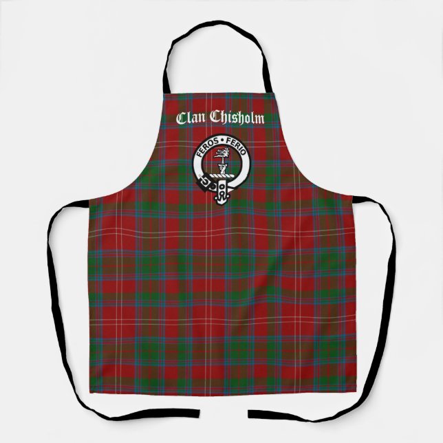 Clan Chisholm Tartan & Wappen Abzeichen Schürze (Vorderseite)