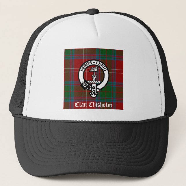 Clan Chisholm Tartan & Wappen Abzeichen Truckerkappe (Vorderseite)