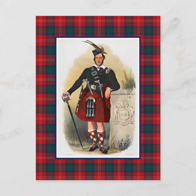 Clan Chisholm Vintag Illustration Tartan Frame Postkarte (Vorderseite)