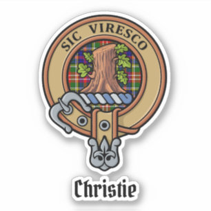 Clan Christie-Wappen über Tartan Aufkleber