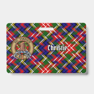 Clan Christie-Wappen über Tartan Ausweis
