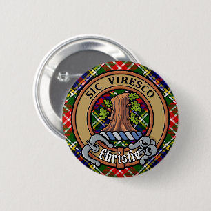 Clan Christie-Wappen über Tartan Button
