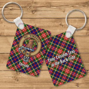 Clan Christie-Wappen über Tartan Schlüsselanhänger