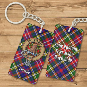 Clan Christie-Wappen über Tartan Schlüsselanhänger