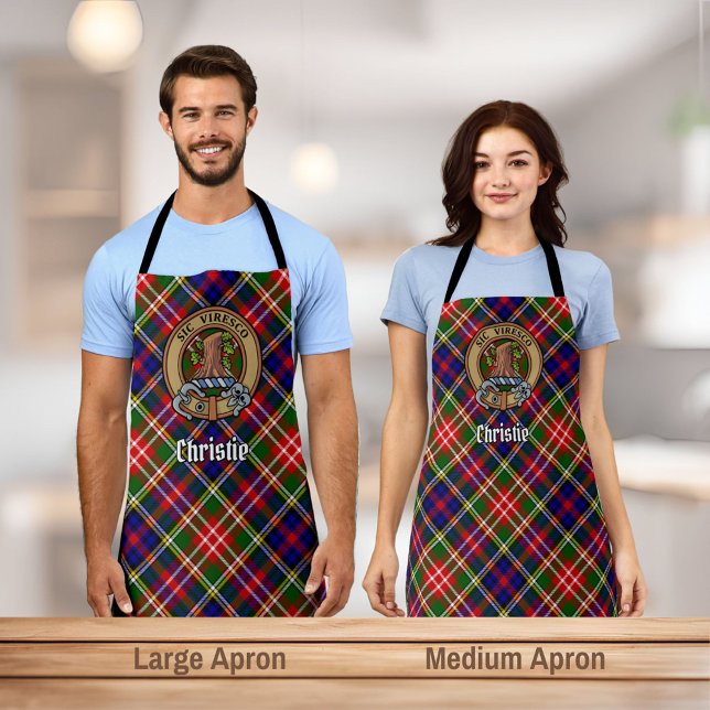 Clan Christie-Wappen über Tartan Schürze (Von Creator hochgeladen)
