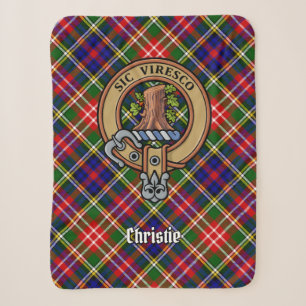 Clan Christie-Wappen über Tartan Sherpadecke