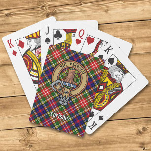Clan Christie-Wappen über Tartan Spielkarten