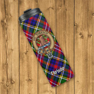 Clan Christie-Wappen über Tartan Thermosbecher