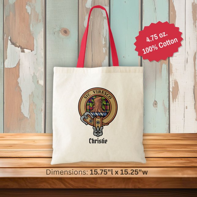 Clan Christie-Wappen über Tartan Tragetasche (Von Creator hochgeladen)