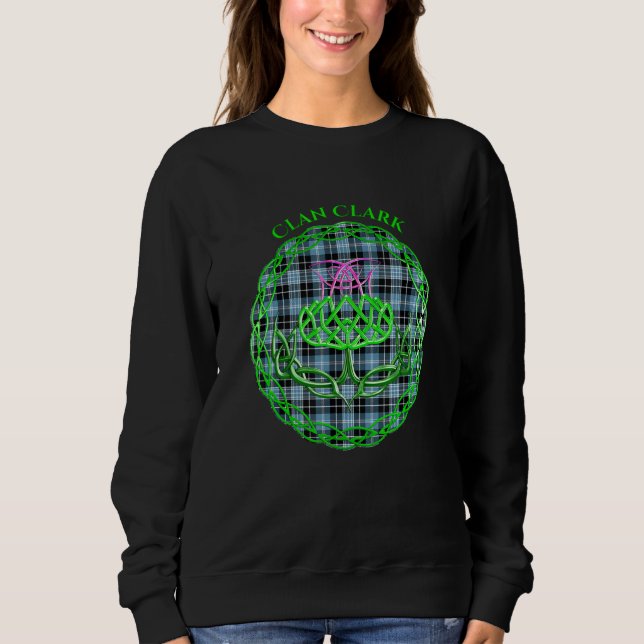 Clan Clark Scottish Tartan Celtic Thistle Sweatshirt (Vorderseite)