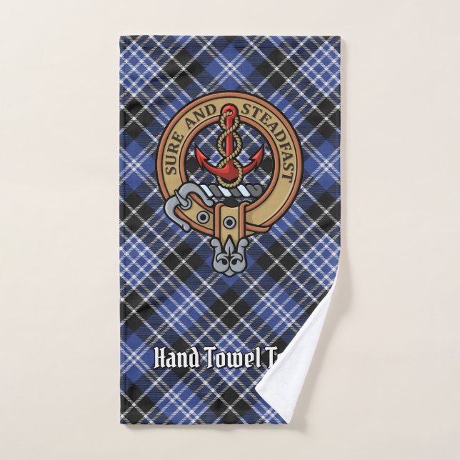 Clan Clark Wappen über Tartan Badhandtuch Set (Handtuch)