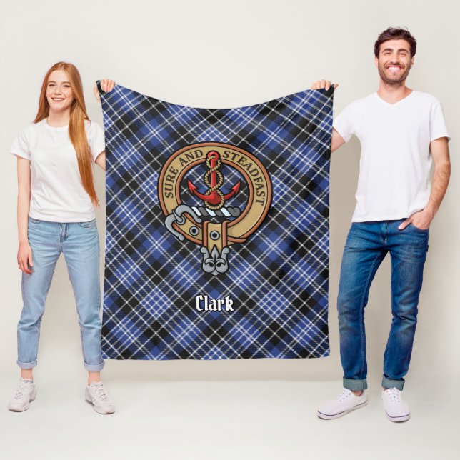 Clan Clark Wappen über Tartan Fleecedecke (Beispiel)