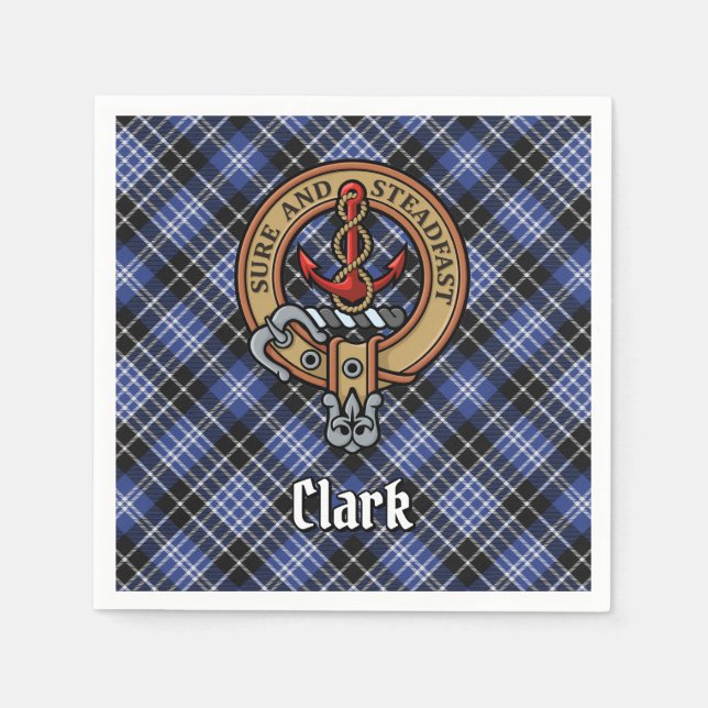 Clan Clark Wappen über Tartan Serviette (Vorderseite)
