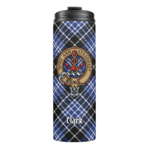 Clan Clark Wappen über Tartan Thermosbecher