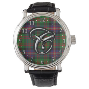 Clan Cochrane Cochran Letter C Monogram Tartan Armbanduhr
