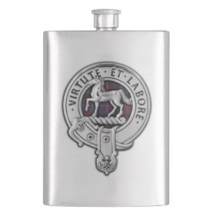 Clan Cochrane Wappen & Azure Tartan Flachmann