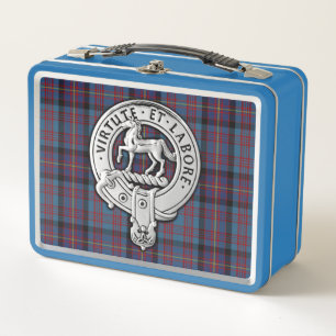 Clan Cochrane Wappen & Azure Tartan Metall Brotdose