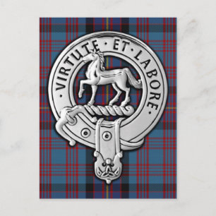 Clan Cochrane Wappen & Azure Tartan Postkarte