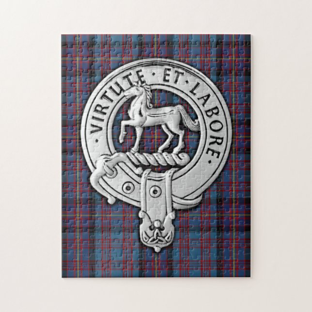 Clan Cochrane Wappen & Azure Tartan Puzzle (Vertikal)