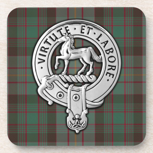Clan Cochrane Wappen & Jagd Tartan Getränkeuntersetzer (Vorderseite)