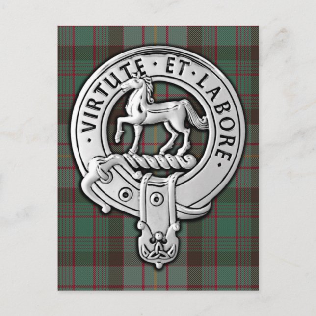 Clan Cochrane Wappen & Jagd Tartan Postkarte (Vorderseite)