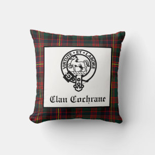 Clan Cochrane-Wappen und Tartan Kissen