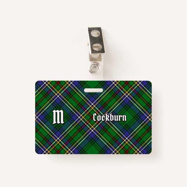 Clan Cockburn Tartan Ausweis (Vorderseite mit Klammer)