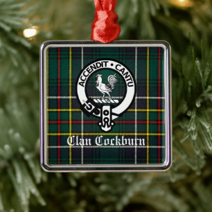 Clan Cockburn Wappen Abzeichen und Tartan Ornament Aus Metall