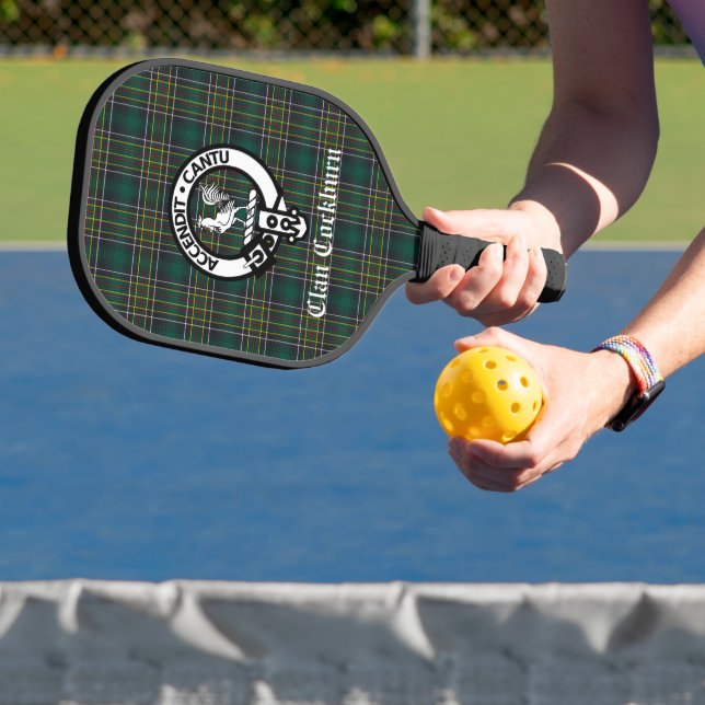 Clan Cockburn Wappen Abzeichen und Tartan Pickleball Schläger (InSitu)