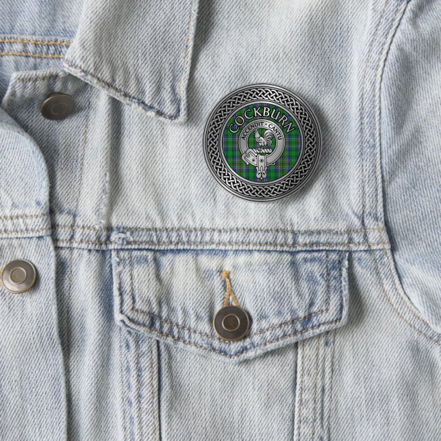Clan Cockburn Wappen & Tartan Knot Button (Beispiel)