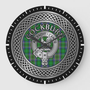 Clan Cockburn Wappen & Tartan Knot Große Wanduhr