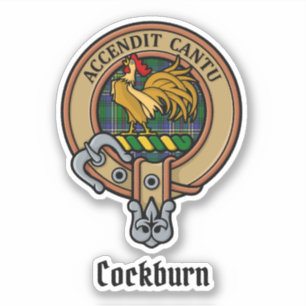 Clan Cockburn Wappen über Tartan Aufkleber