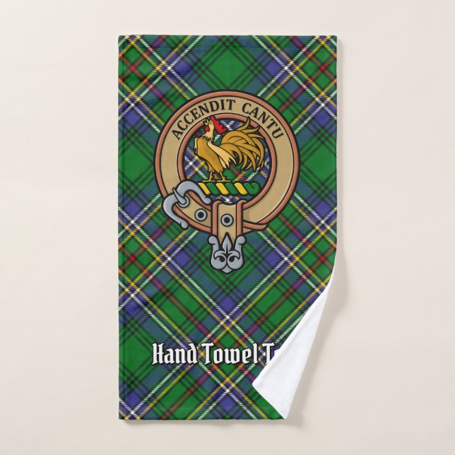 Clan Cockburn Wappen über Tartan Badhandtuch Set (Handtuch)