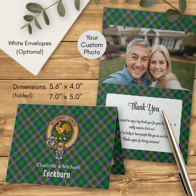 Clan Cockburn-Wappen über Tartan Einladung (Von Creator hochgeladen)