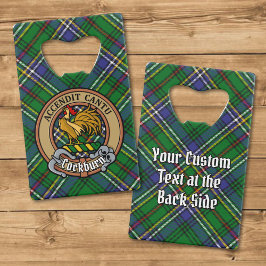Clan Cockburn Wappen über Tartan Geldbeutel Flaschenöffner