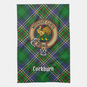 Clan Cockburn Wappen über Tartan Geschirrtuch