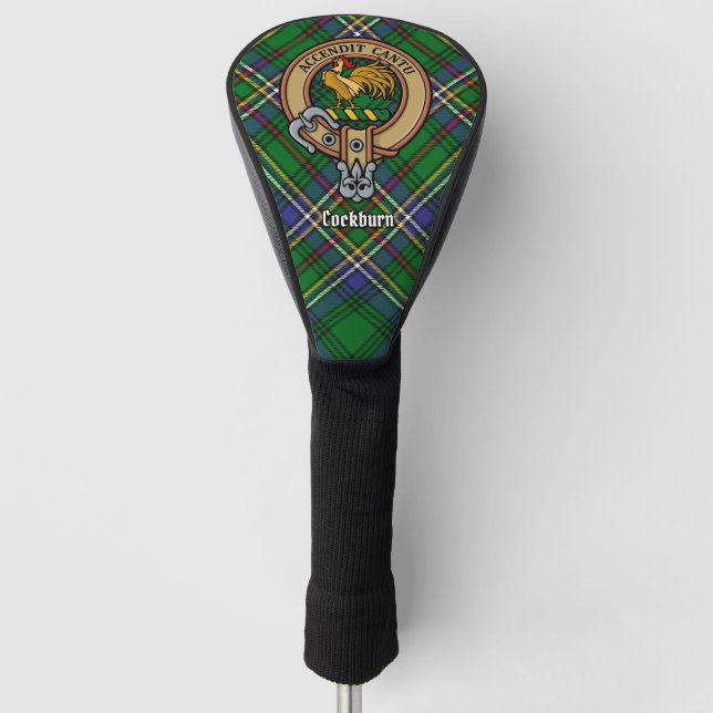 Clan Cockburn Wappen über Tartan Golf Headcover (Vorderseite)