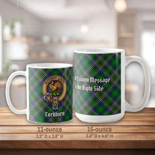 Clan Cockburn Wappen über Tartan Kaffeetasse