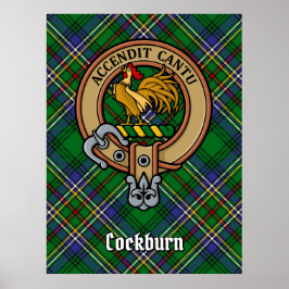 Clan Cockburn Wappen über Tartan Poster