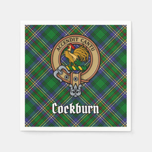Clan Cockburn Wappen über Tartan Serviette