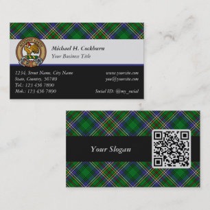 Clan Cockburn Wappen über Tartan Visitenkarte