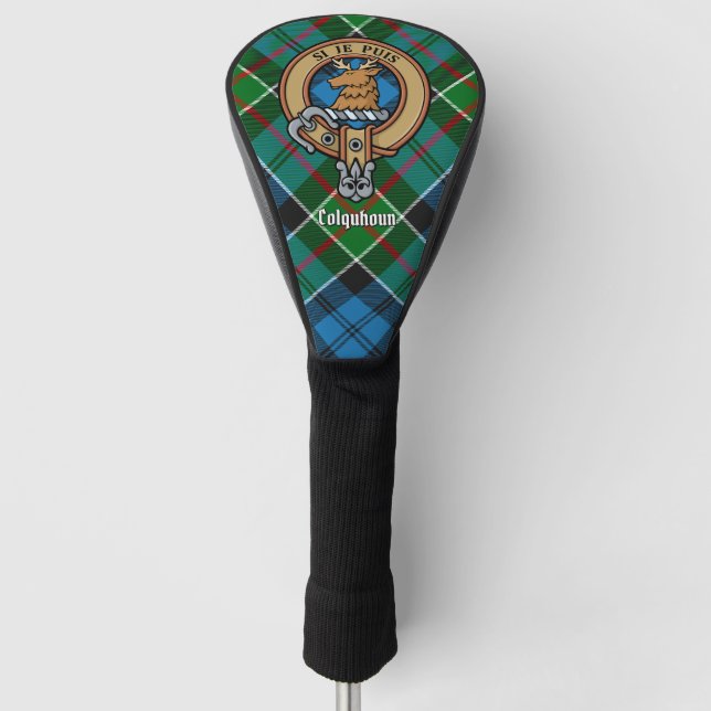 Clan Colquhoun Wappen über Tartan Golf Headcover (Vorderseite)