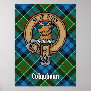 Clan Colquhoun Wappen über Tartan Poster