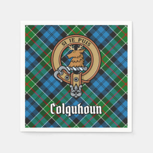 Clan Colquhoun Wappen über Tartan Serviette