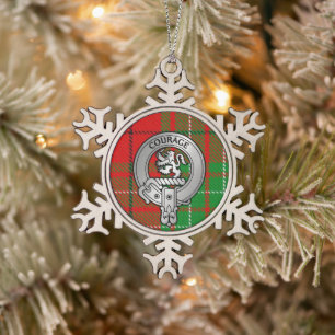 Clan Comyn   Cumming Wappen & Tartan Schneeflocken Zinn-Ornament