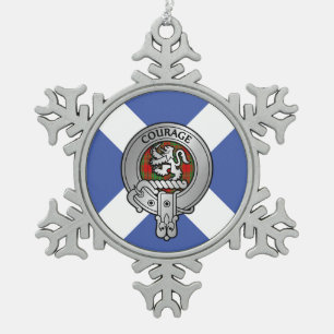 Clan Comyn Cumming Wappen & Tartan Schneeflocken Zinn-Ornament
