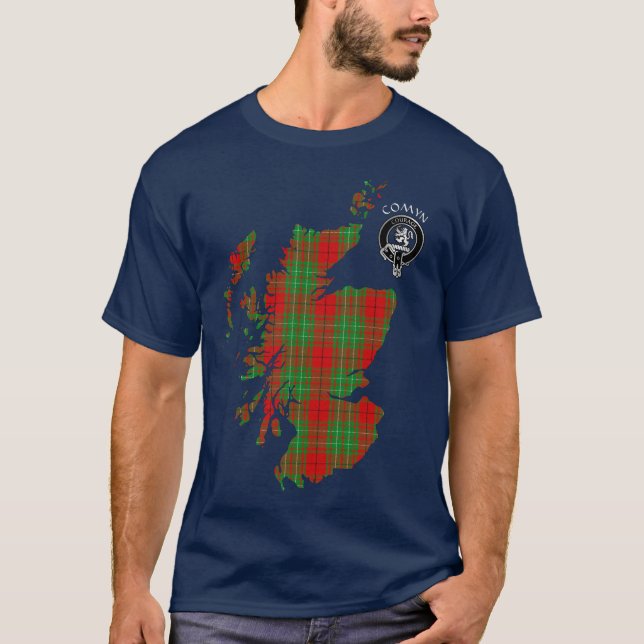 Clan Comyn | Cumming Wappen & Tartan T - Shirt (Vorderseite)